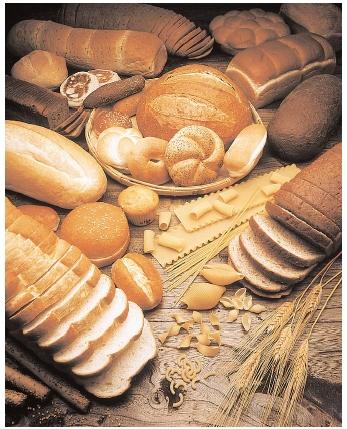 Pastas and whole-grain breads contain complex carbohydrates, which are long strands of glucose molecules. Nutritionists recommend that 55&#x2013;60 percent of calories come from carbohydrates, and especially complex carbohydrates. [Photograph by James Noble. Corbis. Reproduced by permission.]